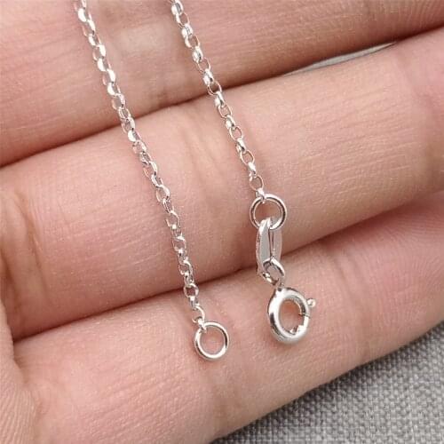 925 Sterling Silver Rolo Chain Necklace with Rhodium Plated 0.8mm 16 18 Inches