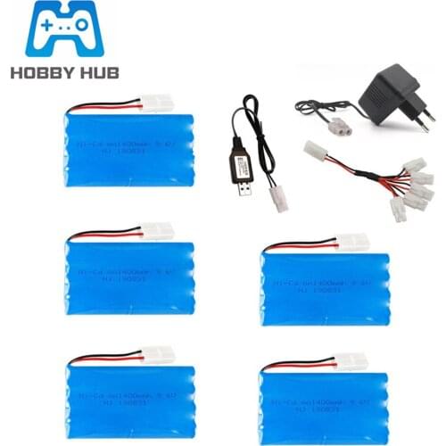 9.6V 1400mAh Ni-CD Battery and USB/EU Charger Set For RC car RC truck RC boat RC tank RC Toys Model 9.6v Batteries Tamiya Plug