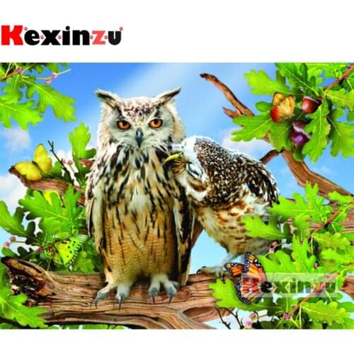 Kexinzu Full 5D DIY Square/Round Drill Diamond Painting"Tree branch owl"3D Embroidery handcraft work Cross Stitch Home Decor X7