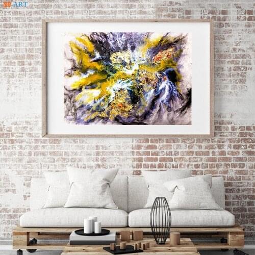 Glitter Art Print Poster Modern Impasto Canvas Painting Large Wall Art Wall Pictures for Living Room Metallic Decor No Frame