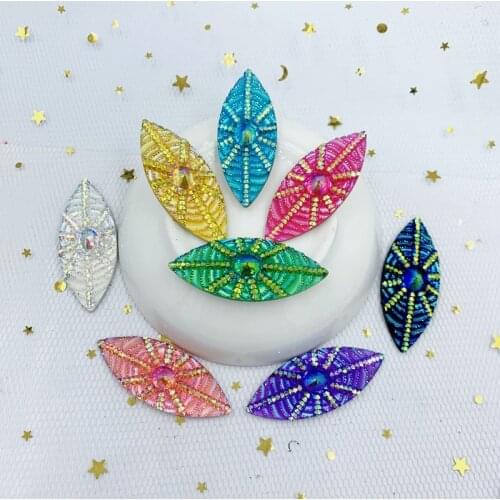 Shine AB Color Silver Base Rhinestone Sew on Stones Spacer Buttons for DIY Garment Jewelry Sweater Pendant 64pcs 20*50mm YB84