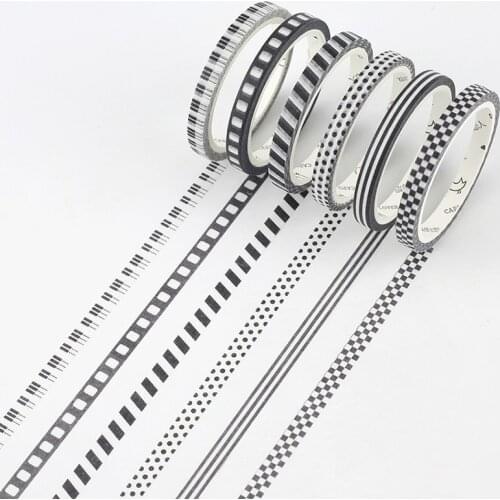 5mm*7m Black White color paper washi tape decorative dot flower masking tapes sticker flower star scrapbooking Stationery
