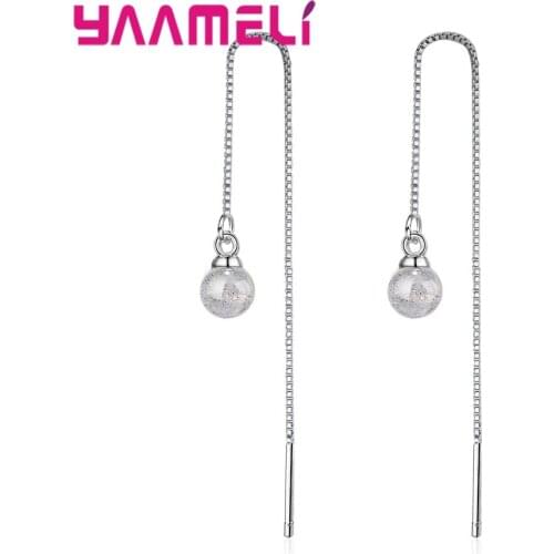 Long Drop Earrings Gary Bead For Women Girls 925 Sterling Silver Fashion Jewelry Valentines Day Gift Wholesale