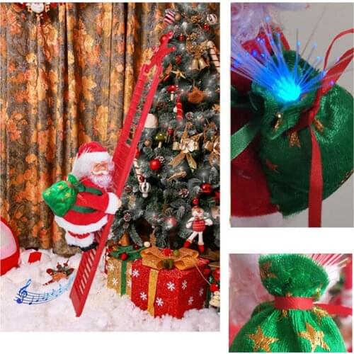 Electric Climbing Ladder Santa Claus With Music Christmas Decoration For Home Christmas Tree Hanging Decor Gift