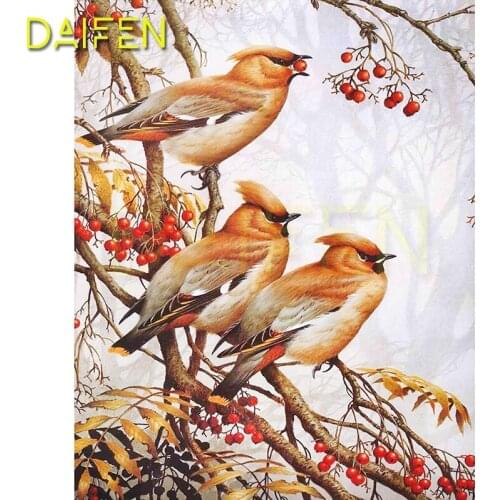 Full Round Diamond painting Parrot cherry DIY 3D Diamond mosaic scape Full Square Diamond embroidery Cross stitch Bird Red Bean