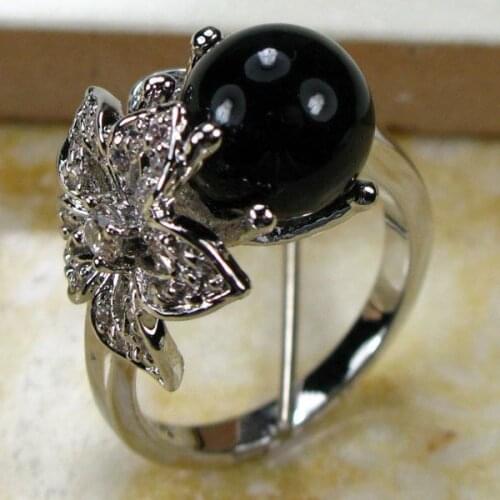 BLACK PEARL 925 STERLING SILVER RING SIZE 5 6 7 8 9 10 11 12 TR131