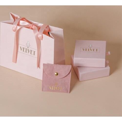 Wholesale 500pcs/Sets Hot Selling Jewelry Packaging Box With Pink Paper Bag