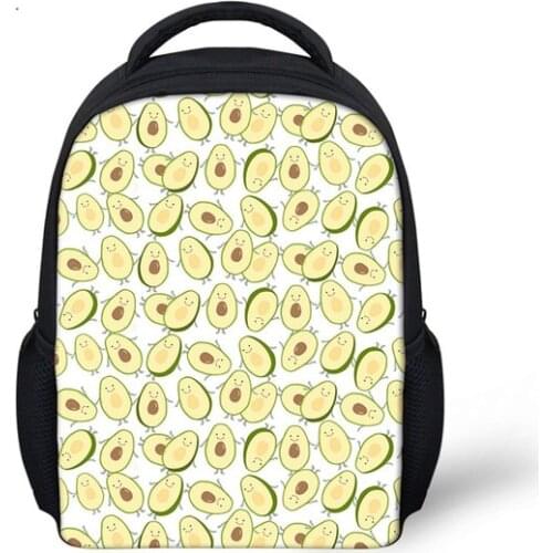 Cute Cartoon Avocado Printing Students School Backpack Canvas Shoulder Backpacks for Kids Girls Boys Casual Mochilas