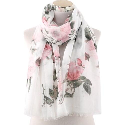 2020 New Soft Big Rose Print Scarves Shawls Long Soft Viscose Floral Foulard Scarf Hijab Wrap 4 Color 10pcs/LOT Wholesale