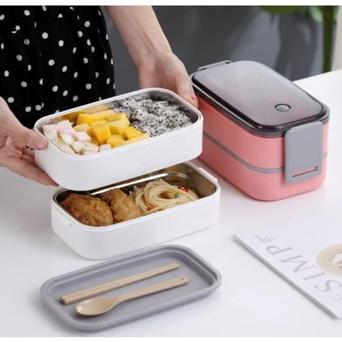 New Lunch Box Bento Box for Student Office Worker Double-layer Microwave Heating Lunch Container Food Storage Container