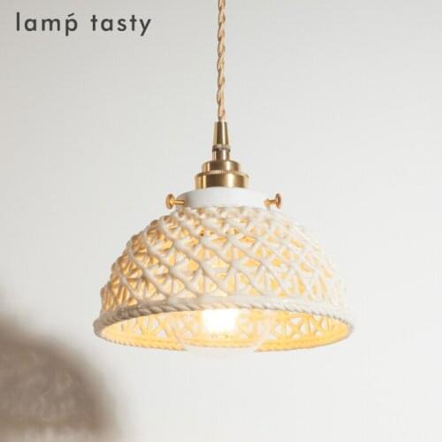 Japanese bed bedroom pendant light cloakroom cafe restaurant brass bar porch Chinese handmade ceramic pendant light