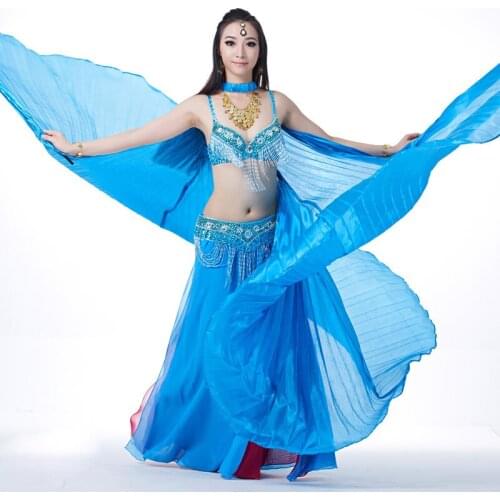 Stage Performance Props Dance Accessories 360 Degrees Wings with Sticks Non-slit Belly Dance Isis Wings Soft Silk Fabric