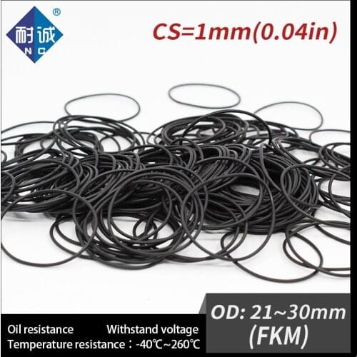 2PC/lot Rubber Ring Fuel Washer Black FKM O ring Seals Thickness 1mm OD21/22/23/24/25/26/27/28/29/30mm Rubber O-Rings