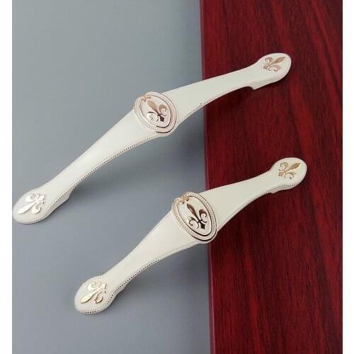 European Lvory White Furniture Hardware Handles Kitchen Cabinets Sliding Door Knob Pull Drawer Wardrobe Cupboard Dresser Handles