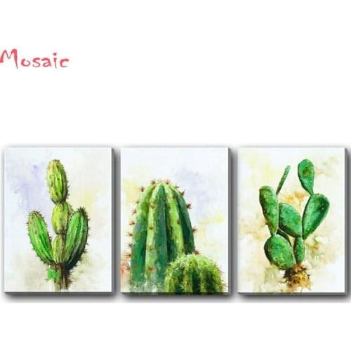 DIY Diamond Embroidery 3 Piece Succulent Cactus Pictures Diamond Painting Cross Stitch Full Square Rhinestone Mosaic gift