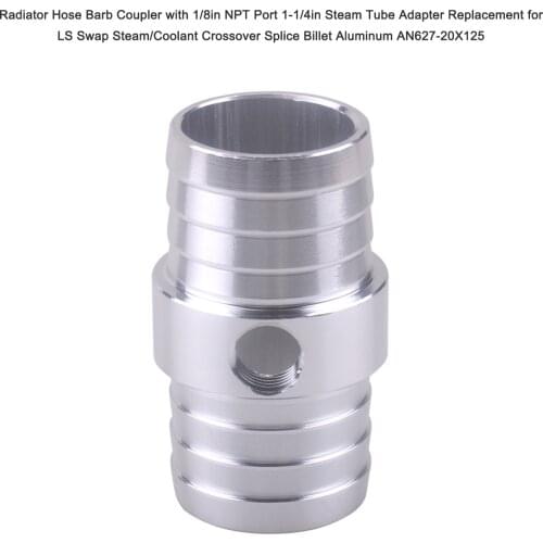 For LS Swap Steam/Coolant Crossover Splice Radiator Hose Barb Coupler with 1/8in NPT Port 1-1/4in Tube Adapter Replacement Car