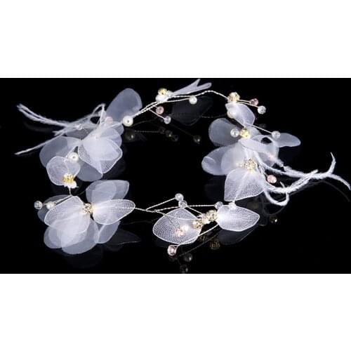 Bridal headwear silk yarn feather hair band bridal wedding dress hair accessories