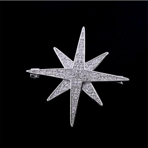 Wedding Fashion Corsage Brand Design Luxury Star Brooches Pins Cubic Zirconia Gold-Plated Brooch Jewelry