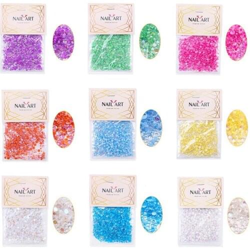 Swarovsky Nail Decoration Candy Color Mermaid Illusion Round Glass Crystal Beads Mixed With Macaron Diamond Jewelry