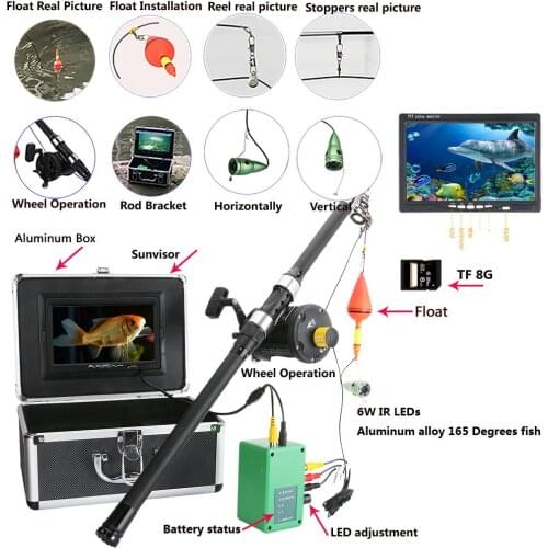 Sea wheel 7" Inch DVR Recorder 1000tvl Underwater Fishing Video Camera Kit 6W LED Infrared Lamp Lights Video Fish Finder Lake U