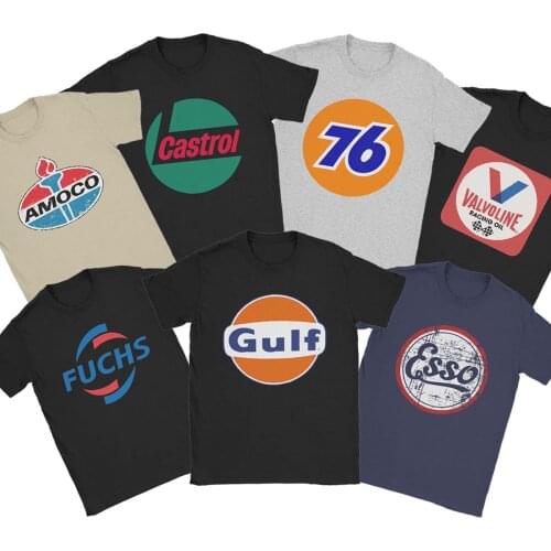 Vintage Oil Retro Gas Petrol Brand Logo T-Shirts Men Car Motorsport T Shirt 70s 80s Birthday Gift Tee Shirt