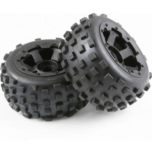 Rear Knobby Tyres and Wheel Hub Set for 1/5 Hpi Rovan Km Baja 5b Rc Car Parts