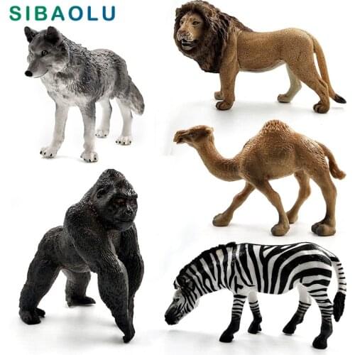 Zebra Lion Chimpanzee Came Wolf Simulation Animal model figurine home decor miniature fairy garden decoration accessories toys