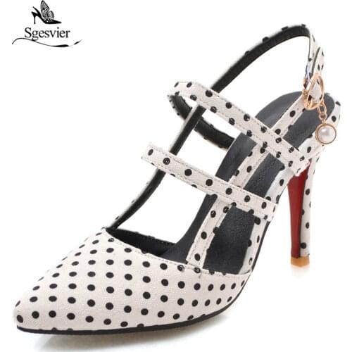 Sgesvier Size 31-48 summer new shoes woman buckle Wave point sandals women pointed toe thin heel denim wedding party shoes G264