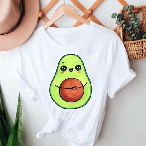 Women Summer Tshirts Fashion Short Sleeve Clothes Graphic T Top Lady Print Female Tee T-Shirt Cartoon Avocado Funny Fruit 90s