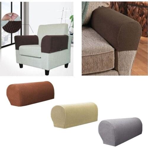 Hot 1 Pair Removable Arm Stretch- Sofa Couch Chair Protector Armchair Covers Armrest Sofa Cover Solid Couch Cover