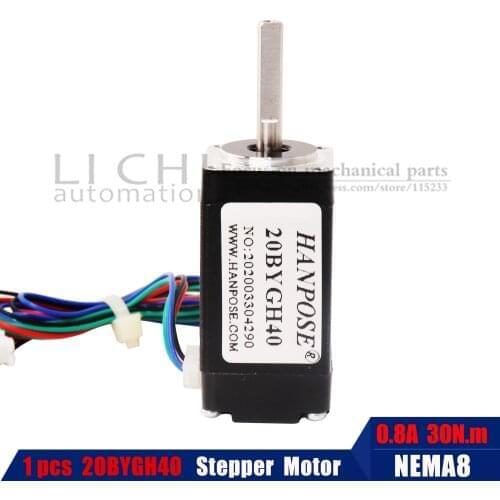 1pcs Nema8 mini Stepper motor 1.8 degrees 40mm 0.8A For 3D Printer Monitor Equipment step motor Free Shipping