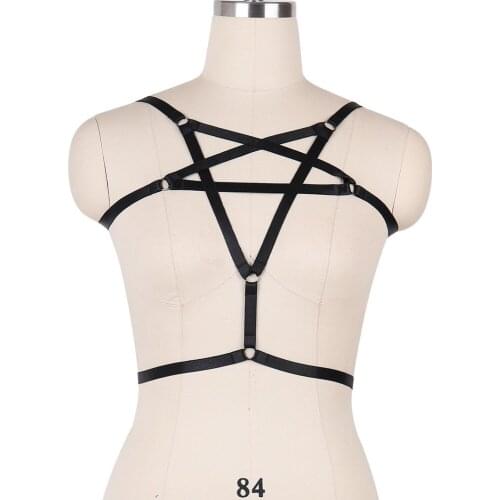 10 piece Pentagram bondage harness bra handmade cage bra elastic harajuku pole dance lingerie sexy summer Pentagram body harness