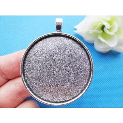20pcs Large Heavy Antique Silver/Antique Bronze Round Base Bezel Setting Tray Pendant Charm/Finding,fit 40mm Cabochon/Cameo