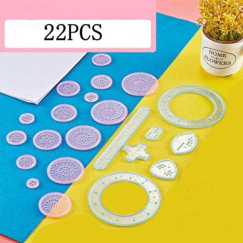 22 Pcs Plastic Spirograph Geometric Rulers Drafting Tools Stationery Drawing Toys Set Wheels Painting Drawing Accessories