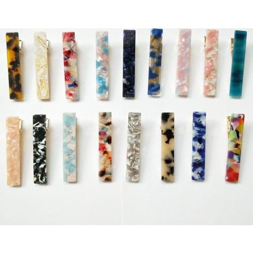Hair Clip Barrettes Accessories Acrylic Hairpin Women Girls Acetate Leopard Print Rectangle Tin Foil Shiny Hairgrip 24pcs FJ903