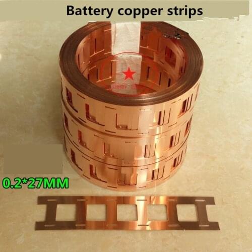 2P 18650 Battery Copper Strips Welded Sheet Bracket High Current Connection Piece Punching Battery Copper Strips 0.2mm*27mm
