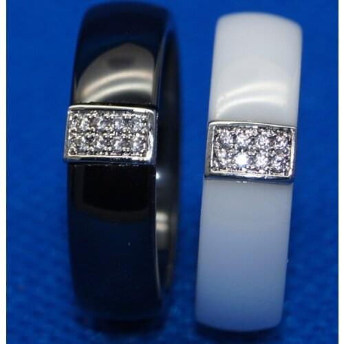 6mm width cnc setting 8pcs stone simple dome hi tech scratch proof ceramic ring 1pc