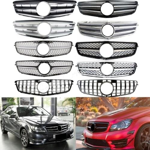 Front Grill Bumper For Mercedes Benz W204 ClassC C200 300 350 2008 2009 2010 2011 2012 2013 2014 AMG Grill Diamond GT BLK Silver