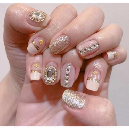 Nail Glitter Non-drop Decorative 12 Grids Round Rhinestone Nail Art Decoration for Beauty Salon Rhinestone Stones DIY Decor