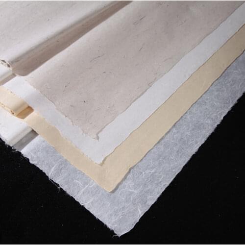 Xuan Paper Chinese Handmade Half-Ripe Fiber Rice Paper 10pcs Chinese Calligraphy Painting Paper with Tea Leaf Pattern 69*138cm