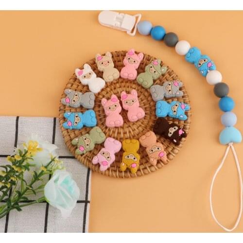 Kovict 50/100/200pcs New Cartoon Mini Sheep Food Grade Silicone Bead Rodent Teething Toy For Teeth Tiny Rod Baby Teether Gift