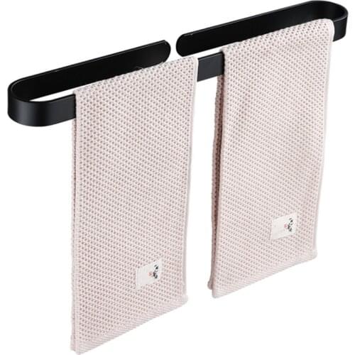 50cm Towel Holder Bathroom Rack Hanger Black Silver 304 Stainless Steel Wall Hanging Bar Organizer Kitchen Storage Shelf