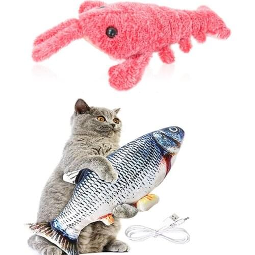 Electric Cat Toy 3D Fish Lobster Shape USB Charging Fish Interactive Cat Toys For Kitten Dog Pet Supplies