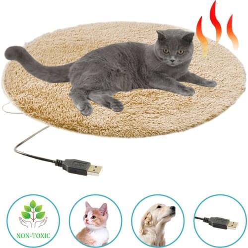 Pet Electric Heating Blanket USB Winter Warm Soft Plush Dog Cat Heating Mat Bed Mat With Insulated Waterproof Leather Layer