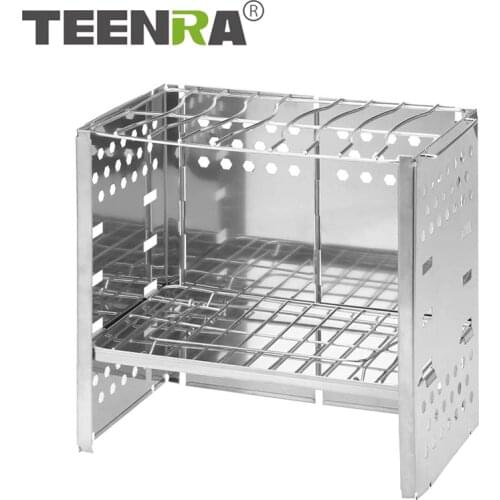 TEENRA Stainless Steel BBQ Grill Folding Wood Stove Outdoor Portable BBQ Grill Mini BBQ Grill Camping Fishing Hiking Tool