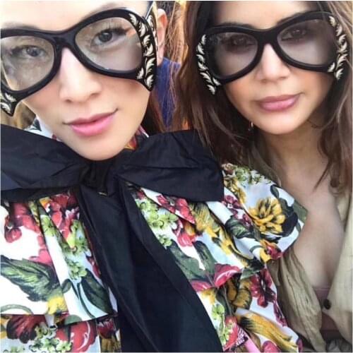 Cool Luxury Pilot Sunglasses Women Retro Italy Brand Designer Oversized Cat Eye Sun Glasses for Female Bat Shades Gafas De Sol