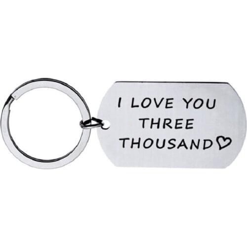 New fashion white rings for keys simple lettering I love you 3000 stainless steel family gift trinket
