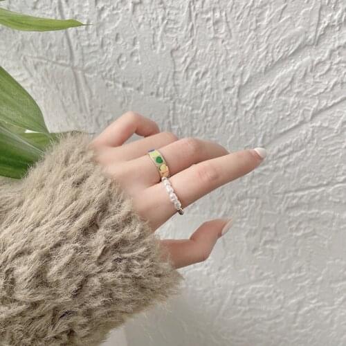 Vintage Bohemia Colorful Enamel Love Heart Ring Cute Simple Metal Gold Silver Color Rings For Women Punk Rock Jewelry Ins Ring