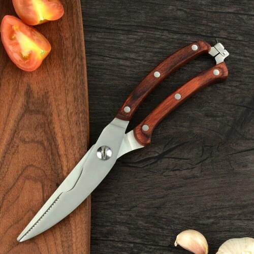Stainless Steel Kitchen Scissor Durable Chicken Shear 3Cr14 Color Wood Handle Use for Poultry Meat Fish kitchen Tool