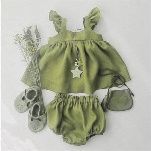 Baby Girls Clothes For 0-24M Summer Toddler Newborn Girls Ruffles Sleeve Tops Dress+Shorts Kids Girls Clothing Casual Outfits